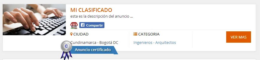 anuncio certificado Clasificado Certificado