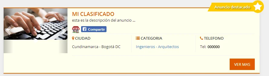 anuncio destacado Clasificado Certificado