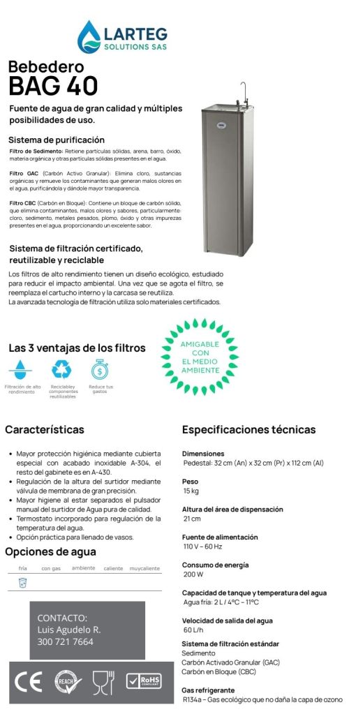 imagen de FUENTES de Agua para Instituciones BAG 40 con id 33919