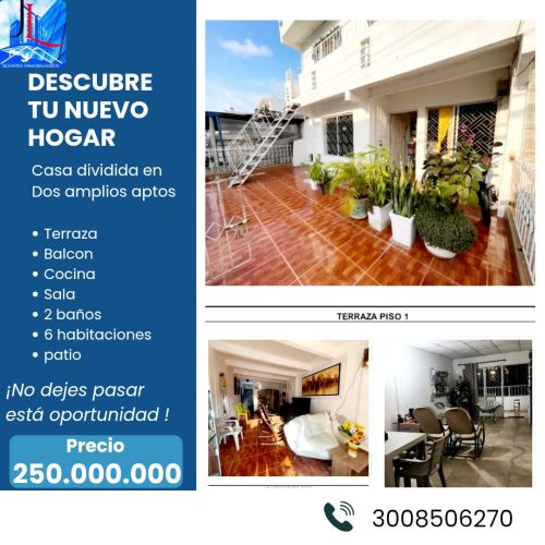 imagen de SE VENDE CASA DIVIDIDA  2 GRANDES APARTAMENTOS con id 34042