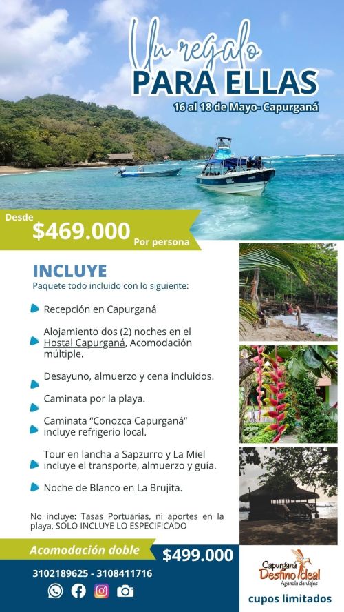 imagen de UN REGALO PARA ELLAS – Capurganá Del 16 al 18 d con id 35432