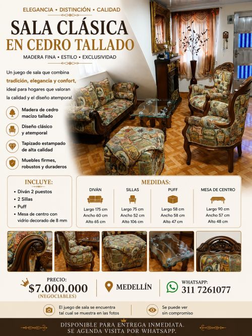 imagen de Sala en cedro macizo tallado – Estilo clásico e con id 35620